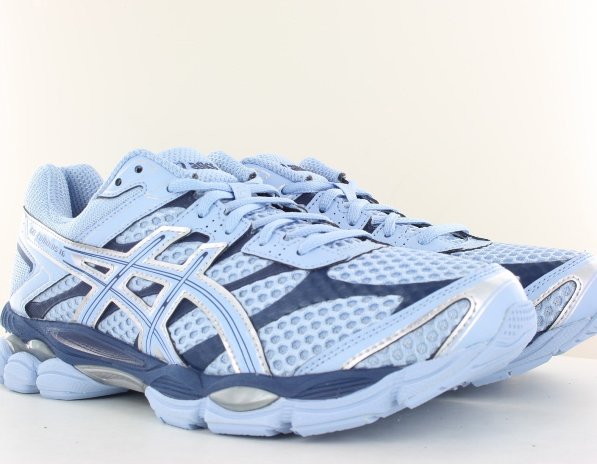 Asics Gel cumulus 16 bleu ciel bleu marine argent