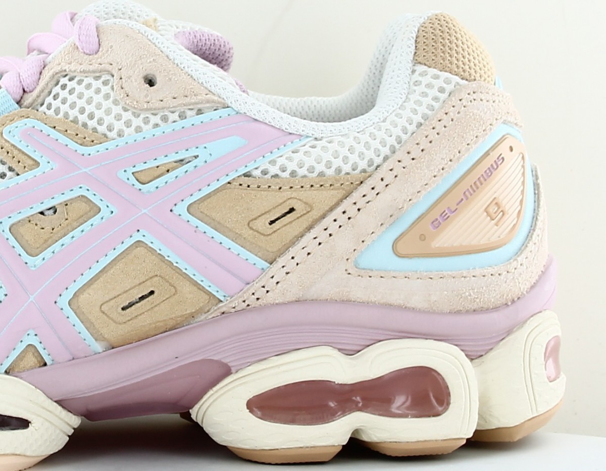 Asics Gel nimbus 9 beige rose bleu ciel