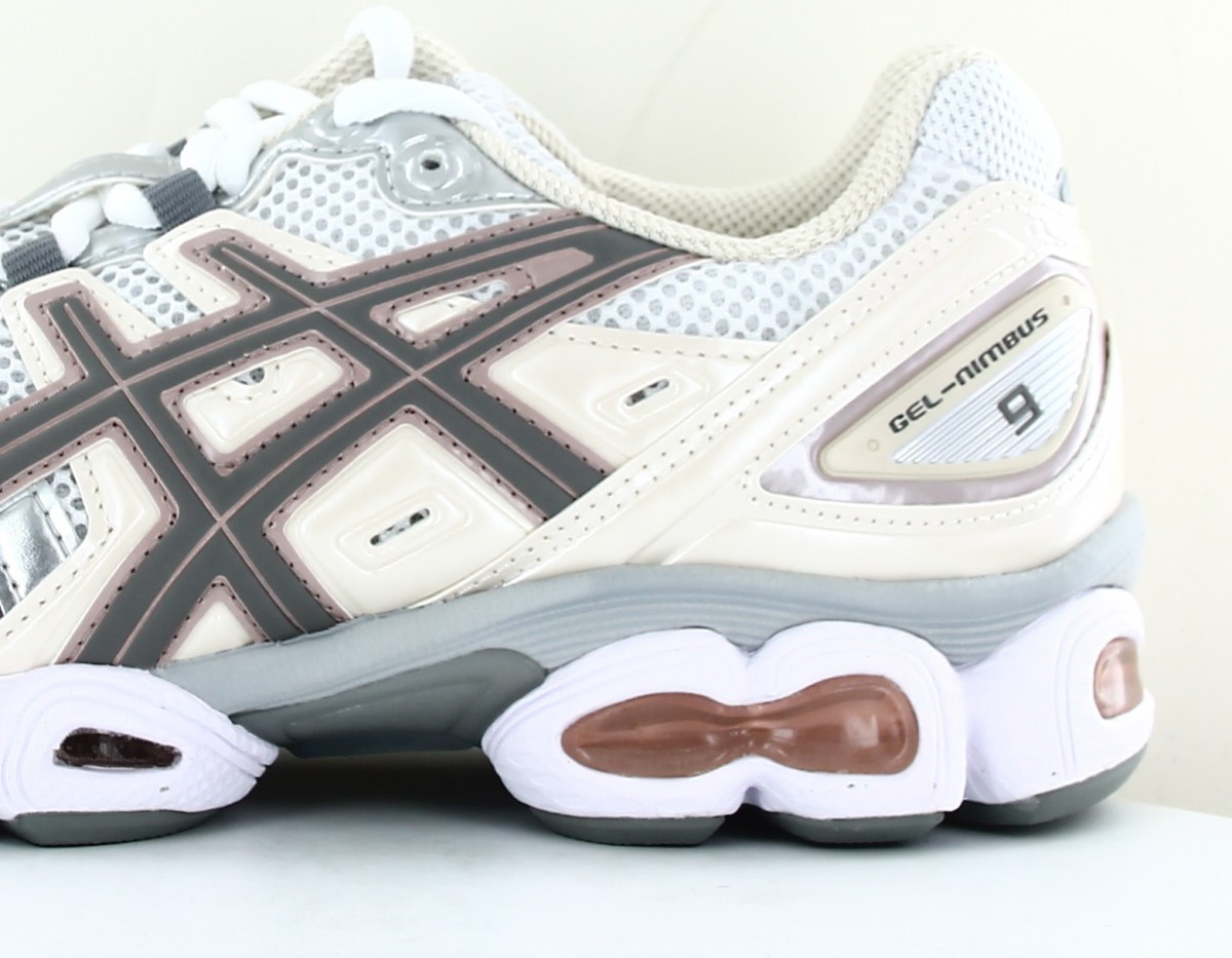 Asics Gel nimbus 9 blanc beige gris rose