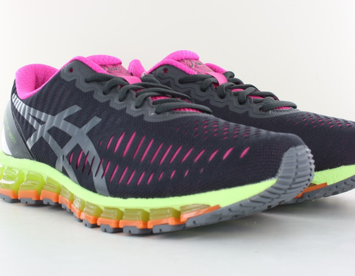 Asics Gel Quantum 360 1 gris foncé rose jaune fluo