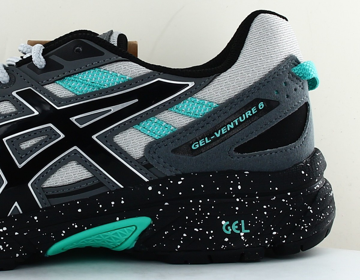 Asics Gel venture 6 noir gris turquoise speackle