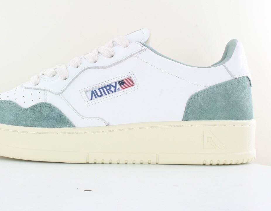 Autry Autry 01 suede chevre blanc vert militaire