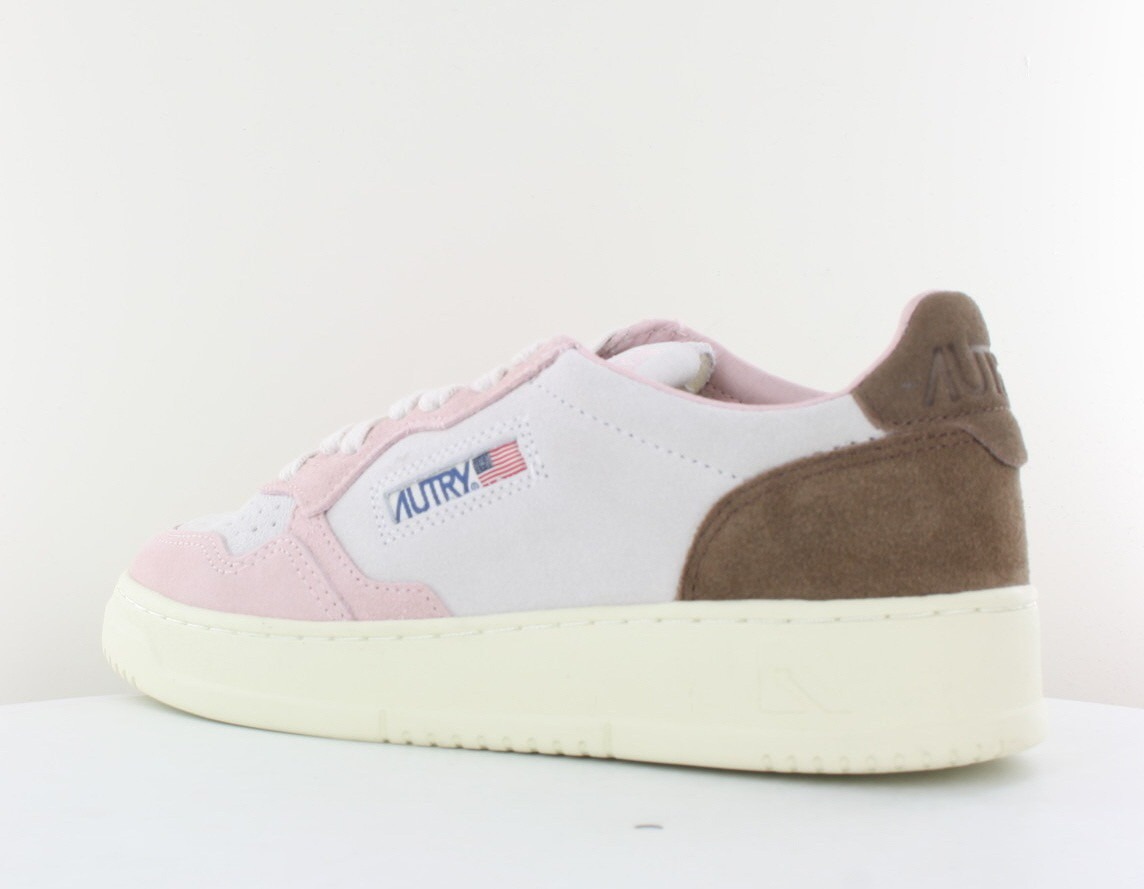 Autry Medalist tricolor en daim rose marron