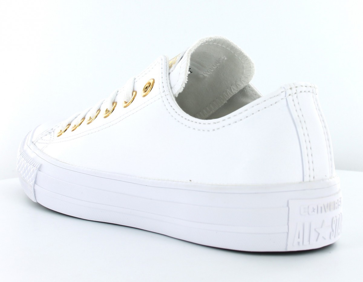 Converse Allstar Basse Cuir Blanc/Or