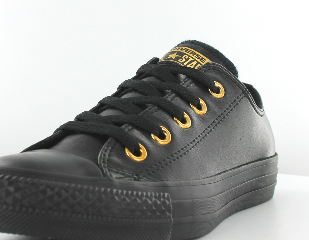 Converse Allstar Basse Cuir Noir/Or