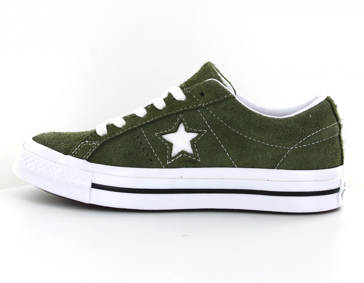 Converse One star premium suede vert kaki blanc