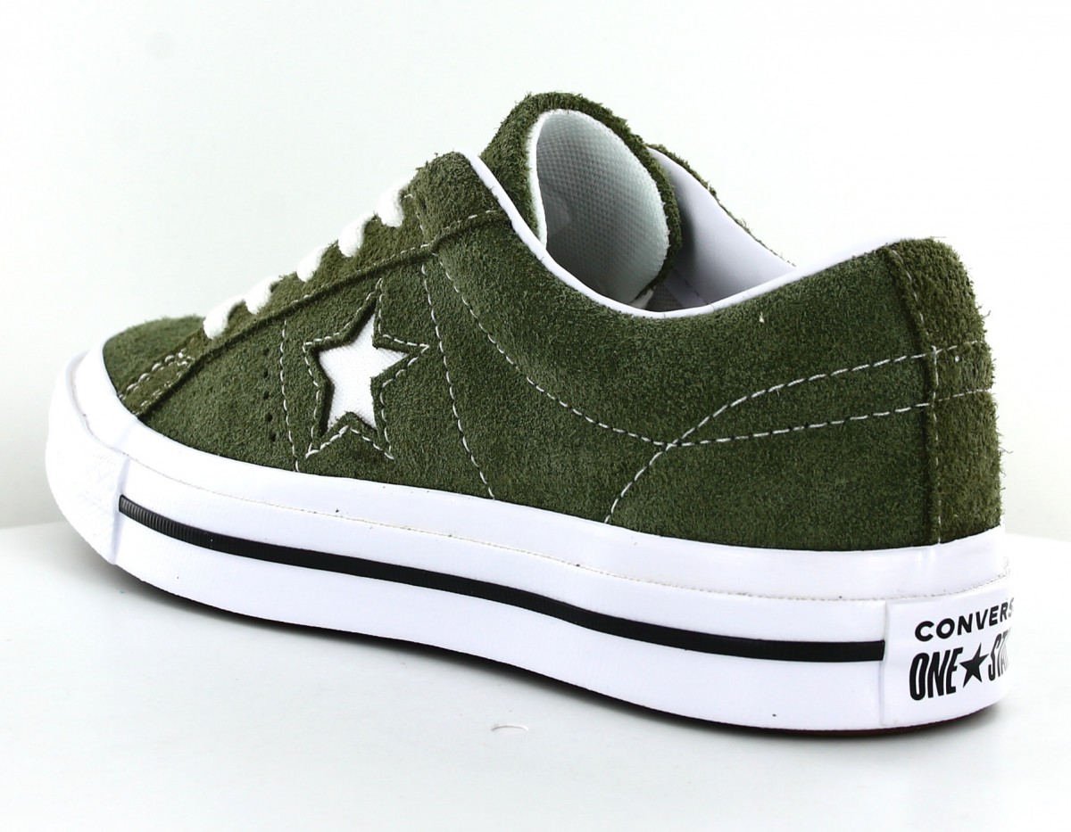 Converse One star premium suede vert kaki blanc