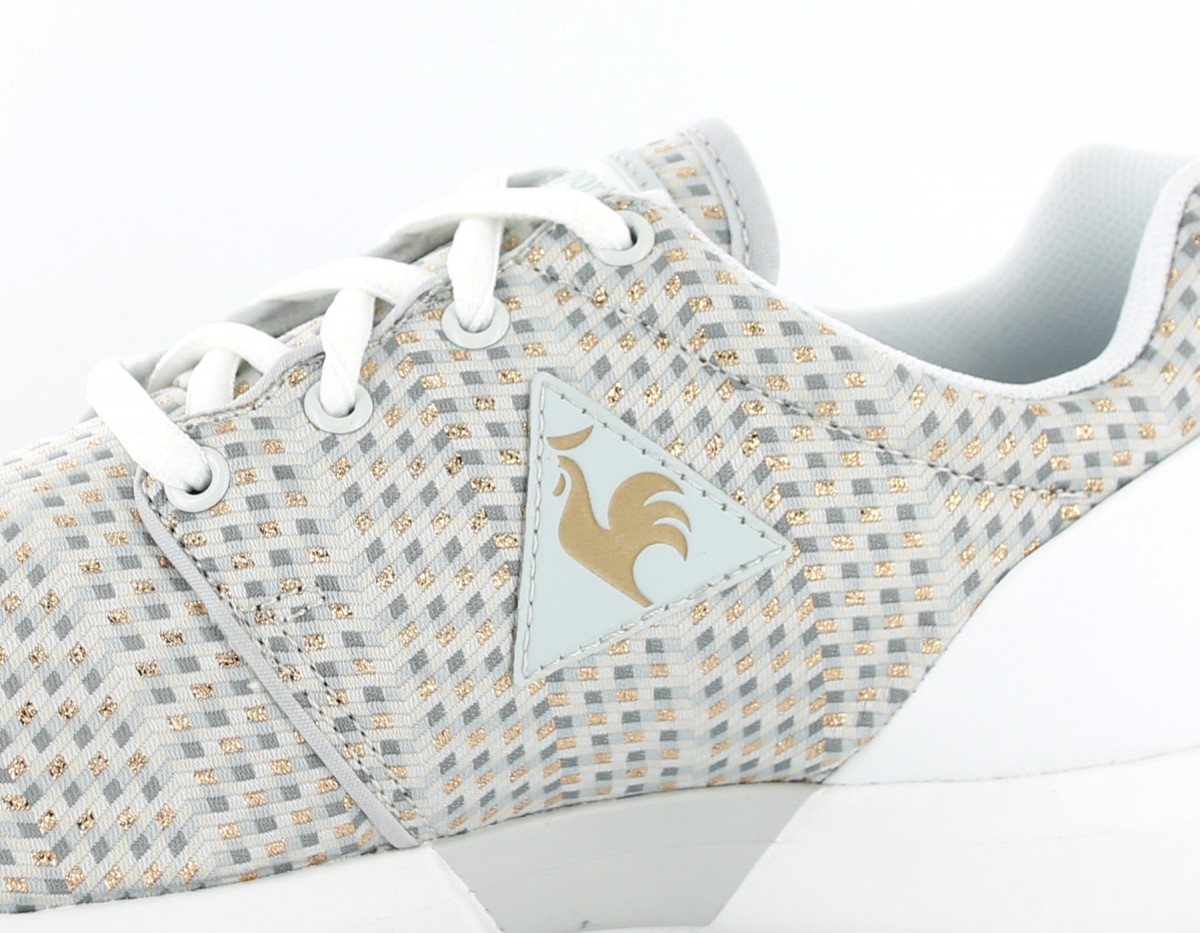 Lecoqsportif dynacomf jacquard BLANC/GRIS/OR