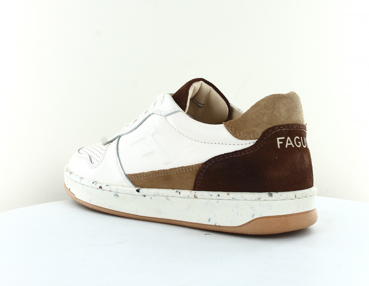 Faguo Alder leather suede blanc cassé marron beige