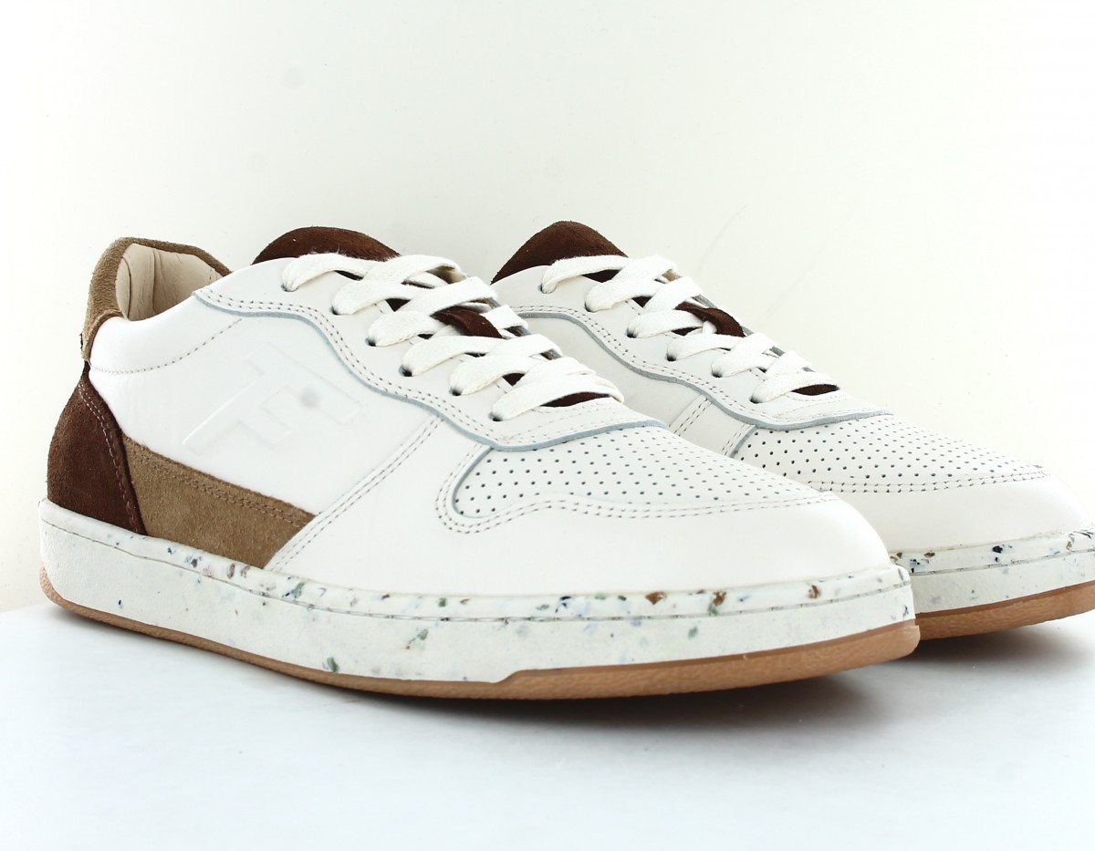 Faguo Alder leather suede blanc cassé marron beige