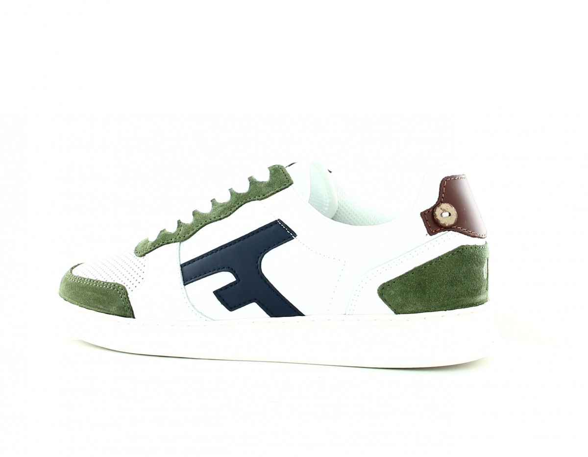 Faguo Baskets hazel leather suede blanc bleu vert marron