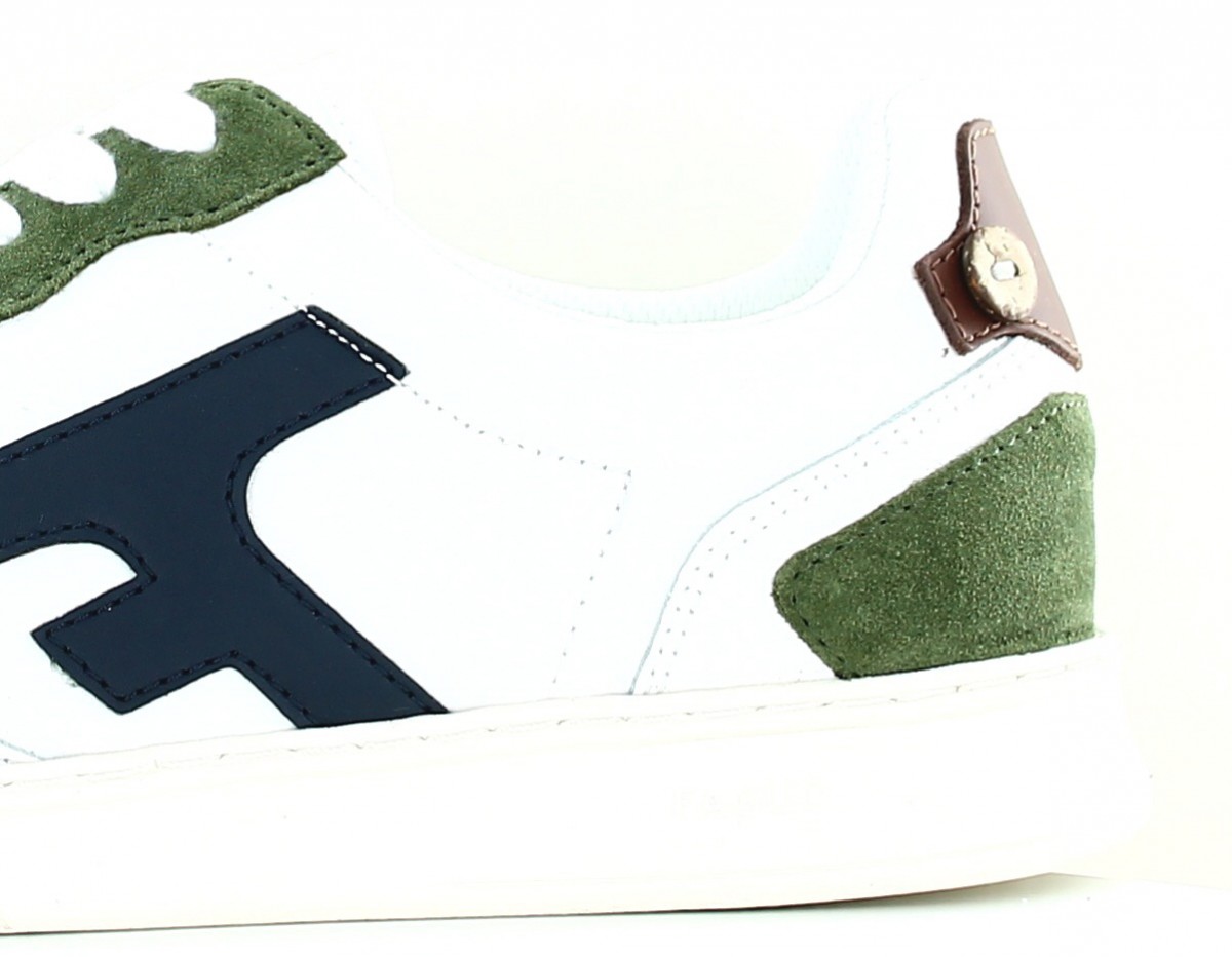 Faguo Baskets hazel leather suede blanc bleu vert marron