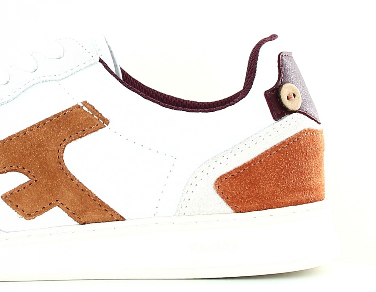 Faguo Baskets hazel leather suede blanc marron beige bordeaux