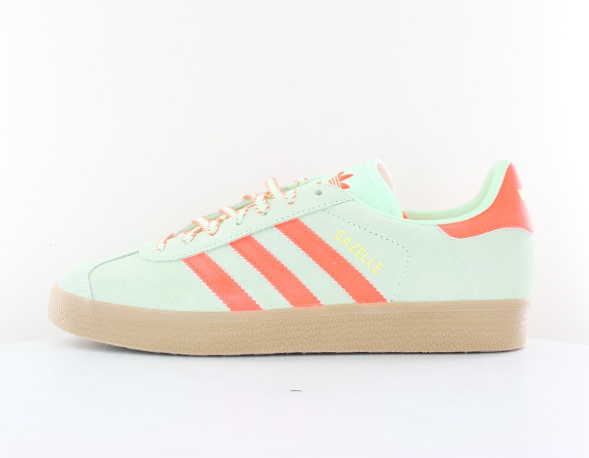 Adidas Gazelle vert pale orange fluo