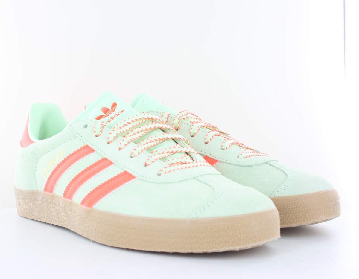 Adidas Gazelle vert pale orange fluo