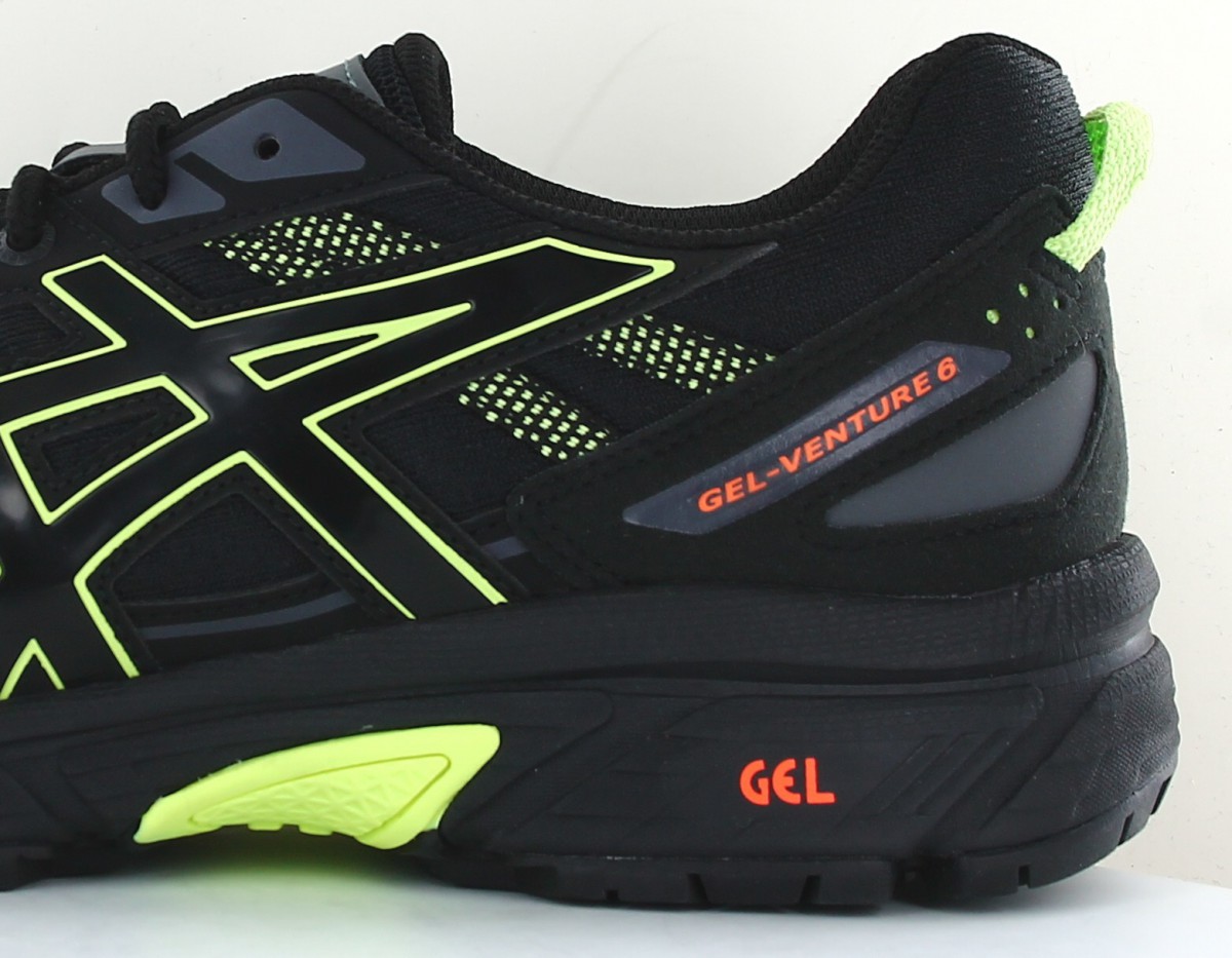 Asics Gel venture 6 noir jaune fluo orange