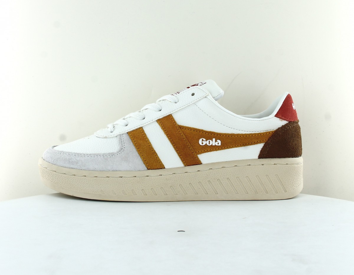 Gola Grandslam trident blanc jaune marron ocre