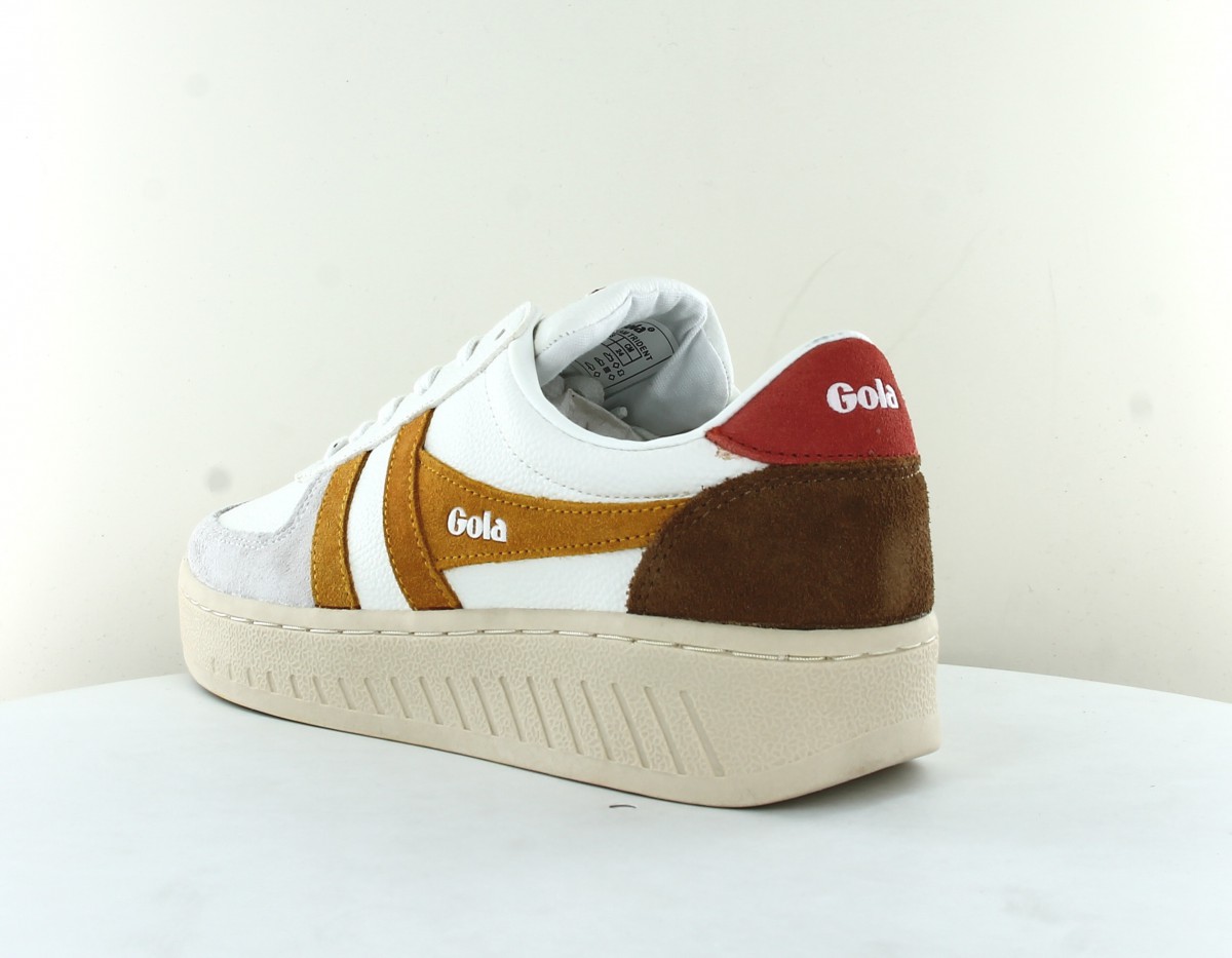 Gola Grandslam trident blanc jaune marron ocre