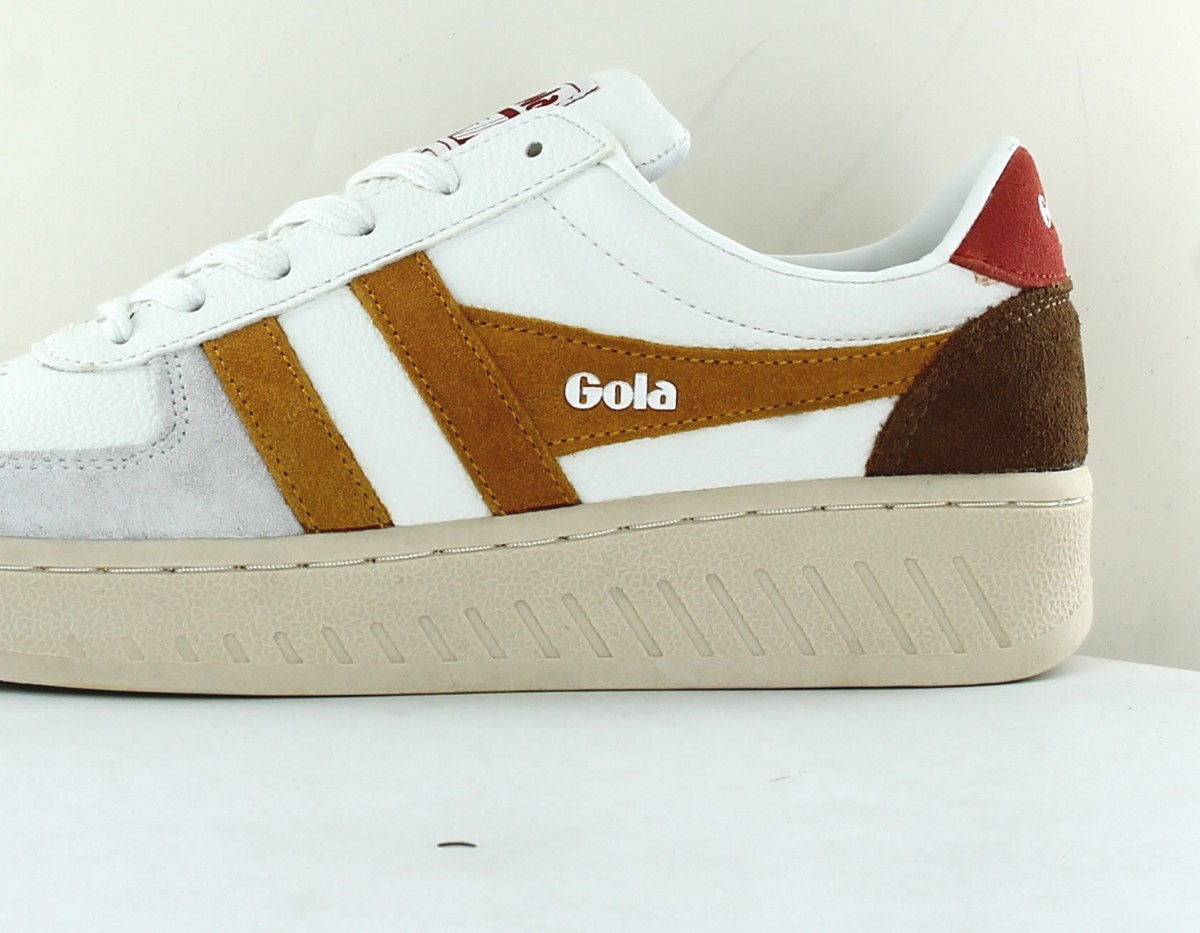 Gola Grandslam trident blanc jaune marron ocre