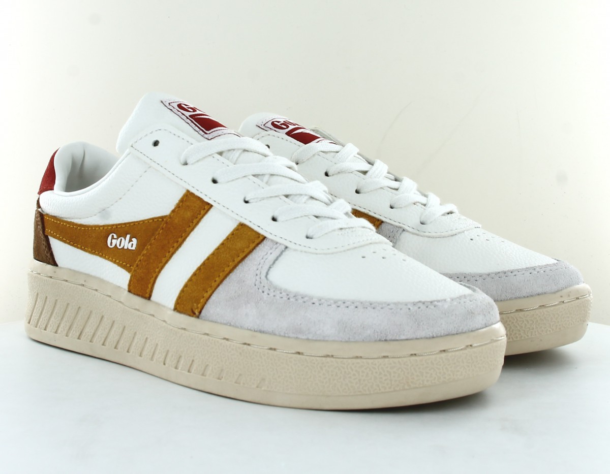 Gola Grandslam trident blanc jaune marron ocre