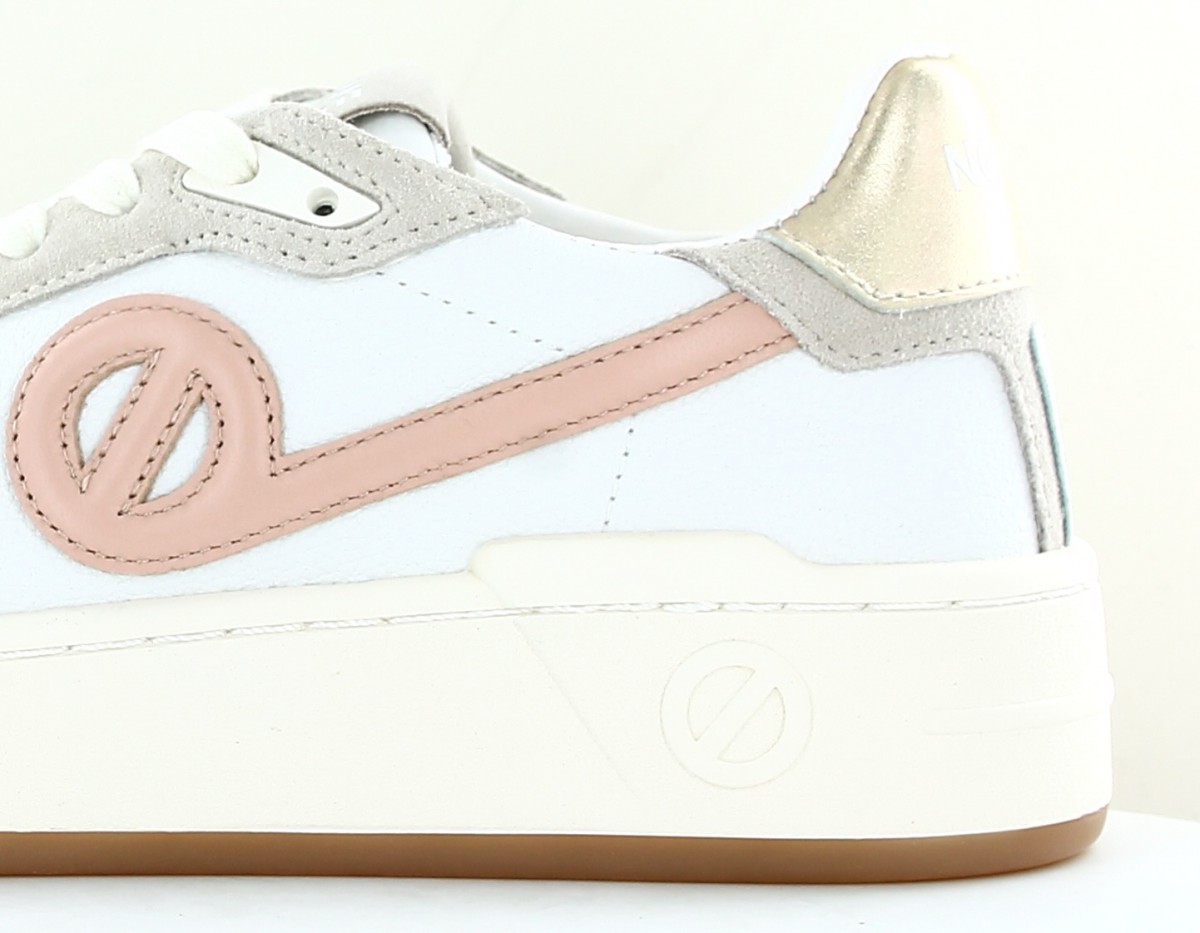 Noname Kelly sneaker blanc beige rose or