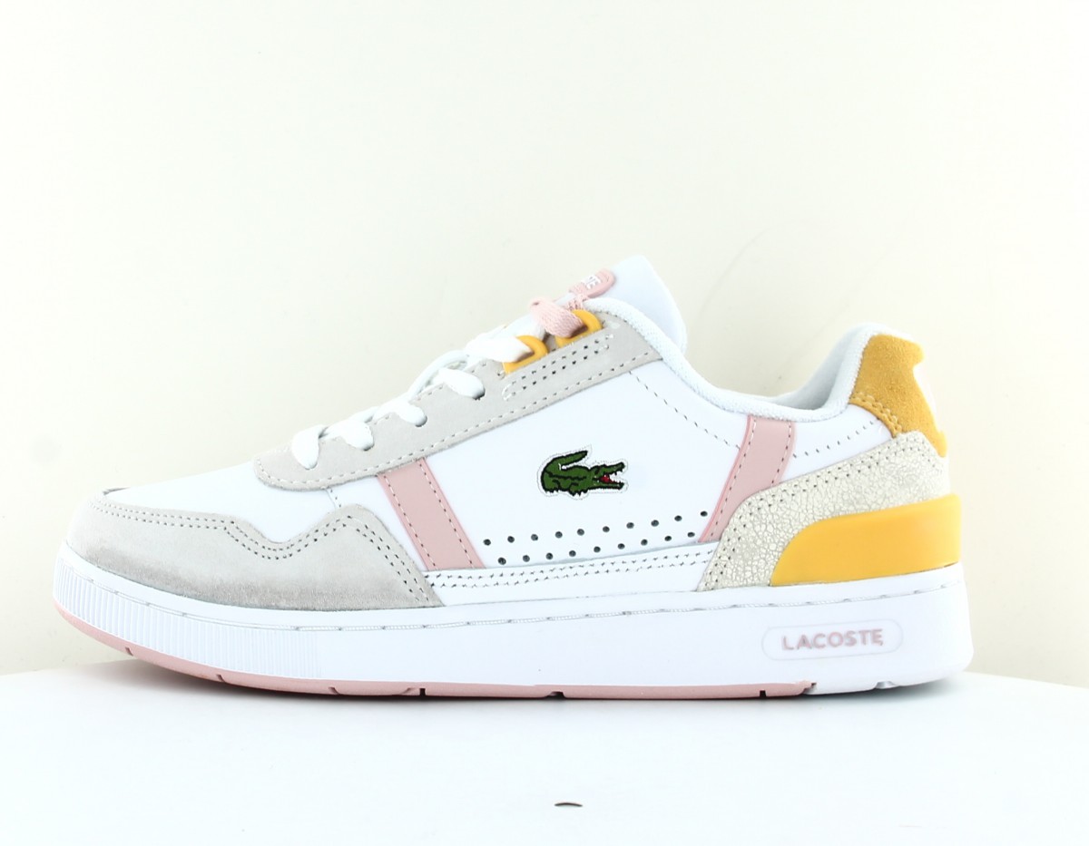 Lacoste Tclip blanc beige rose jaune