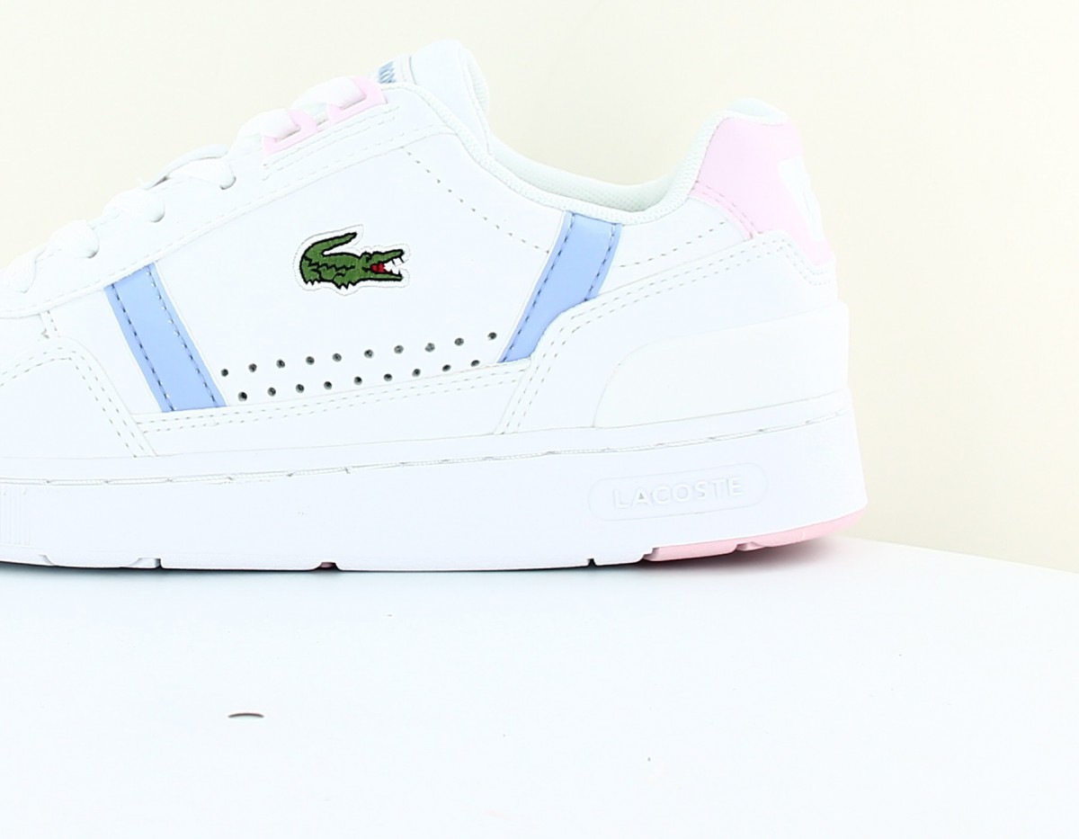 Lacoste Tclip blanc bleu ciel rose