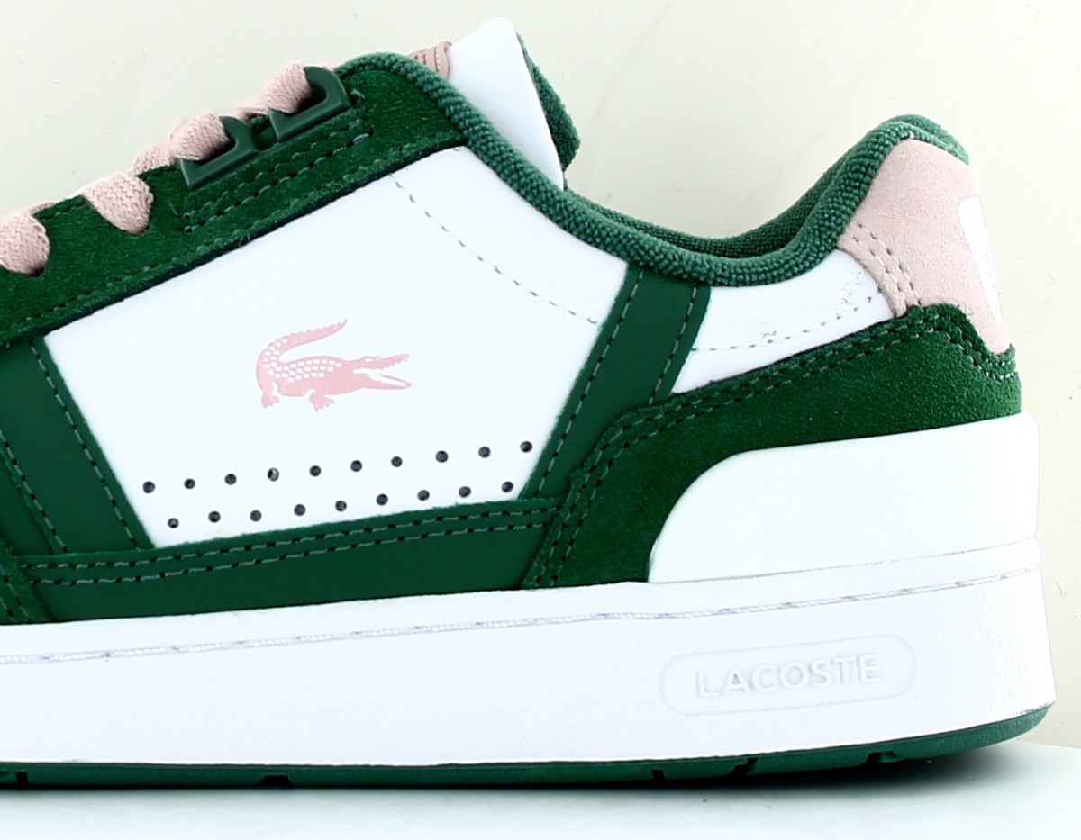 Lacoste Tclip leather vert blanc rose