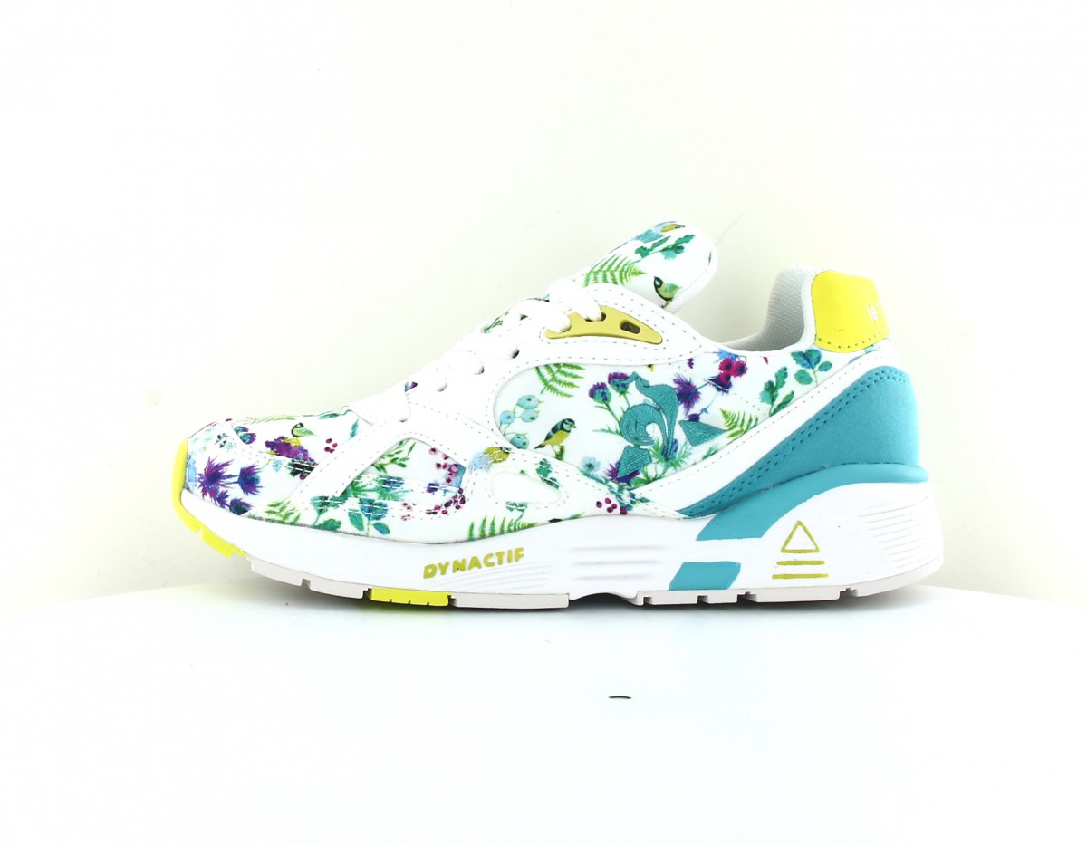 Lecoqsportif Lcs r850 flowers blanc turquoise jaune print