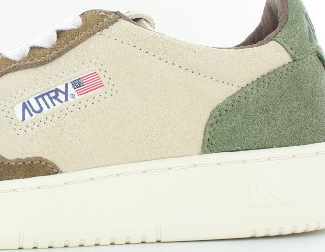 Autry Medalist tricolor en daim beige marron vert