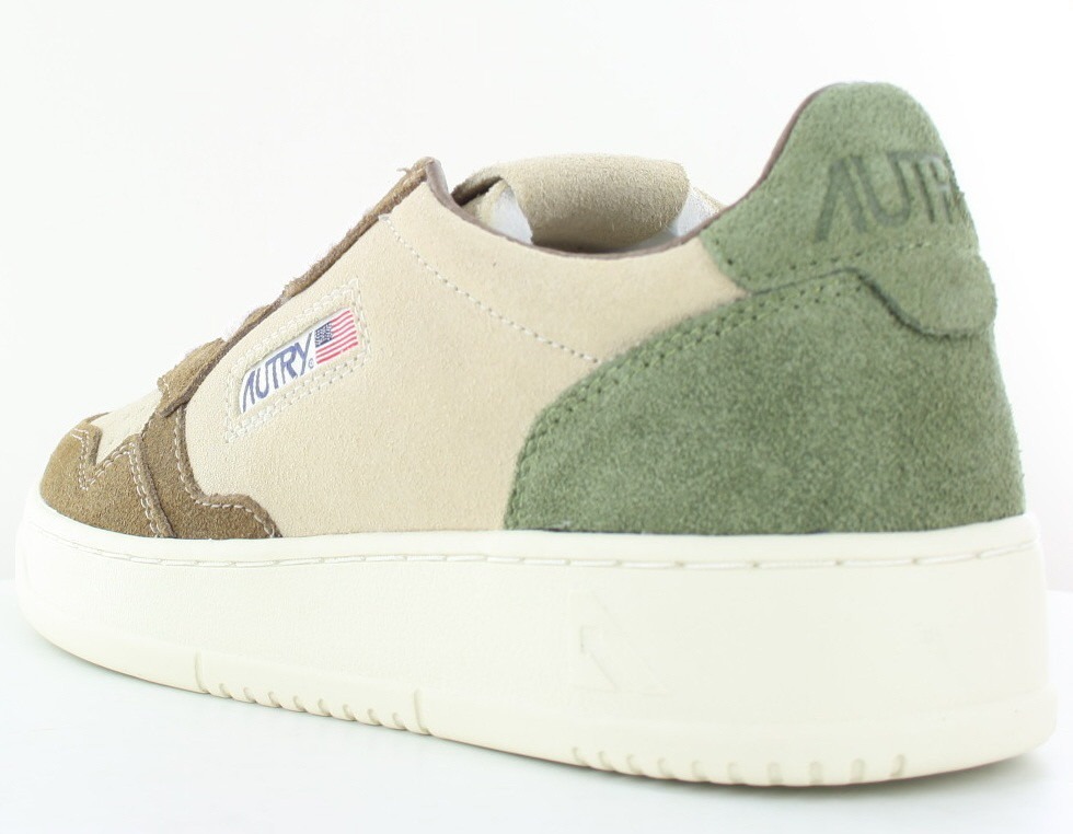 Autry Medalist tricolor en daim beige marron vert