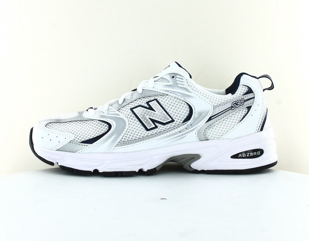 New Balance 530 blanc bleu marine argent