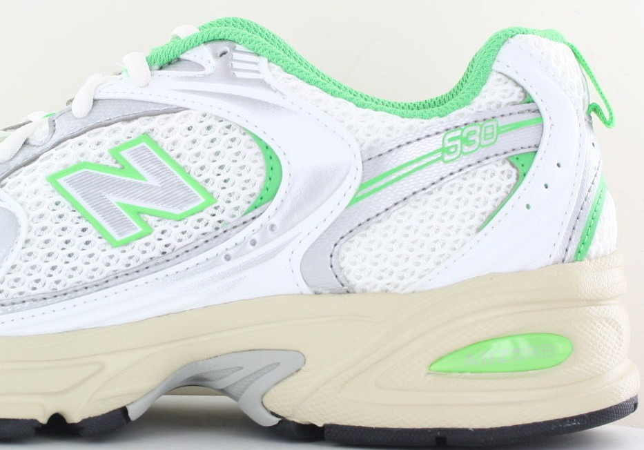 New Balance 530 blanc vert fluo