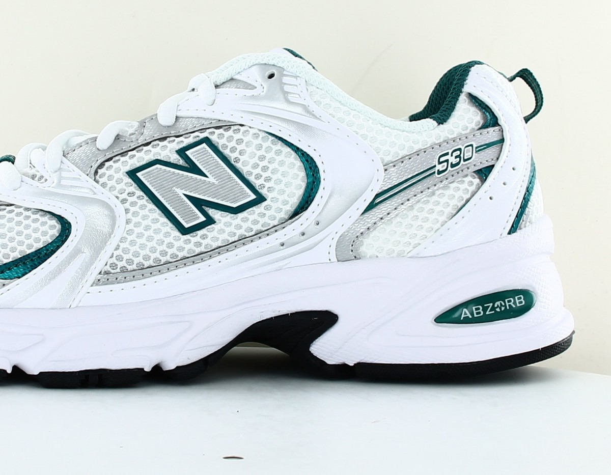 New Balance 530 blanc argent vert