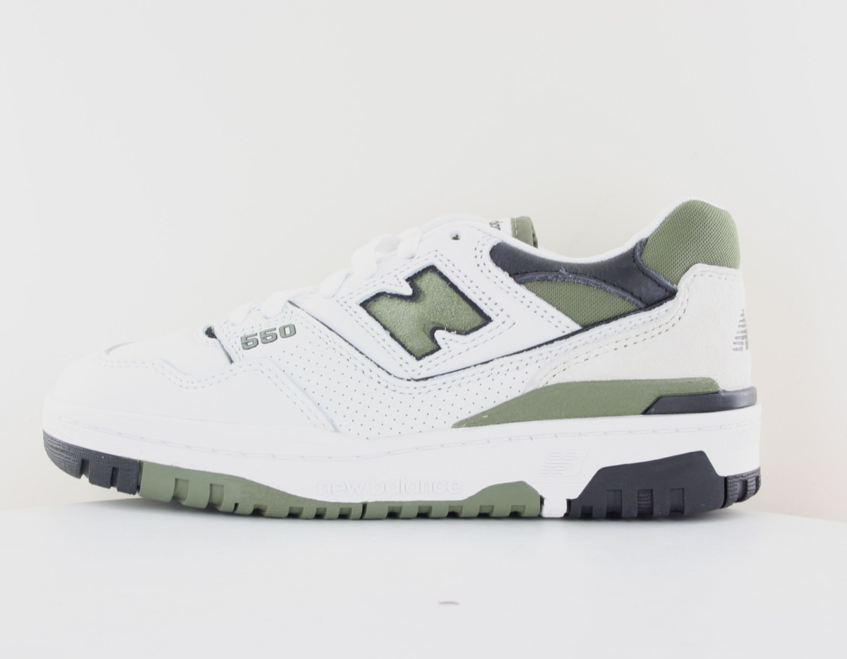 New Balance 550 blanc olive noir