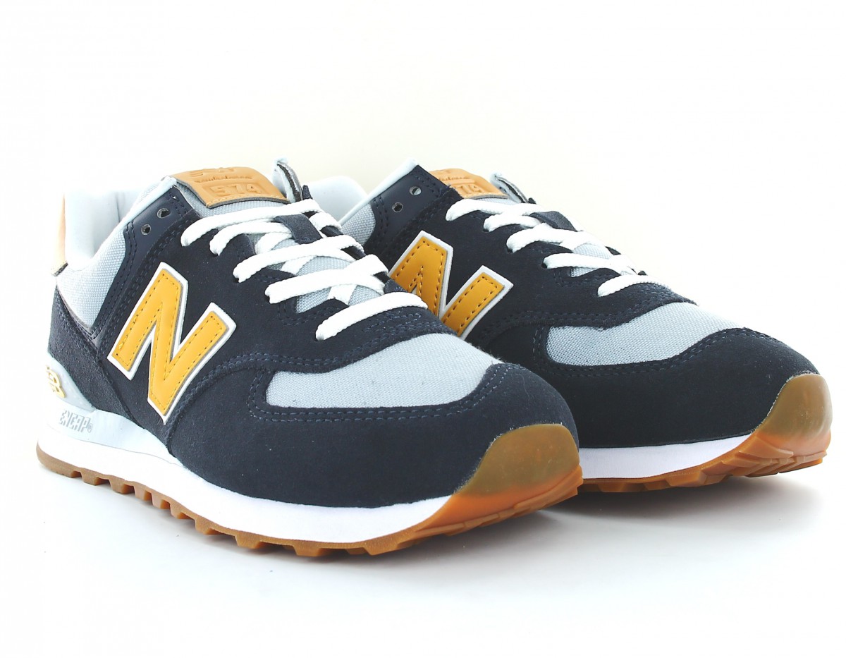 New Balance 574 bleu marine jaune marron