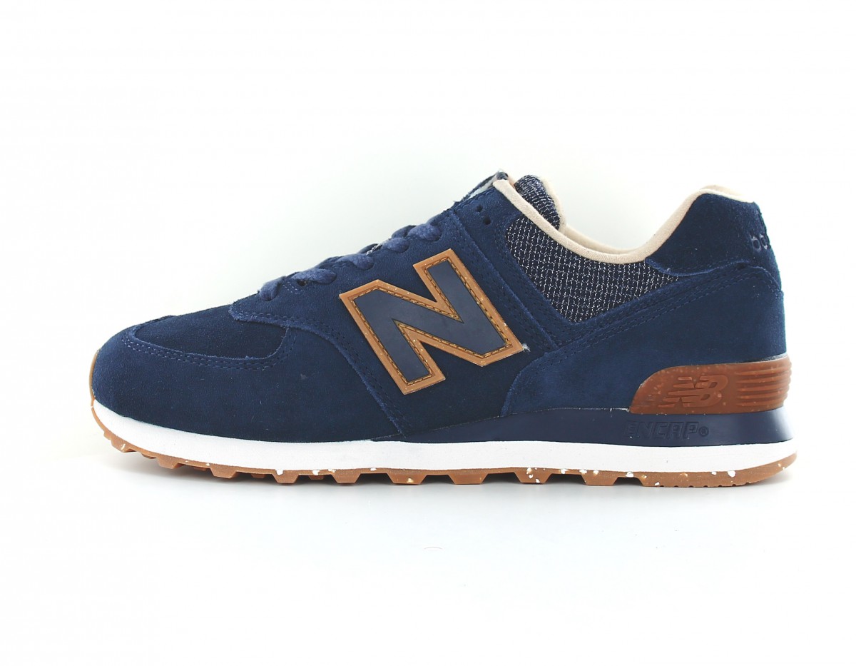 New Balance 574 bleu marine marron gomme