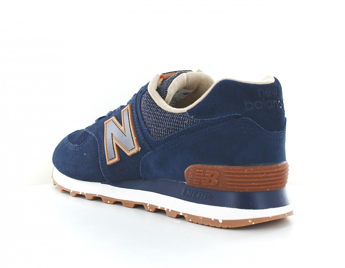 New Balance 574 bleu marine marron gomme