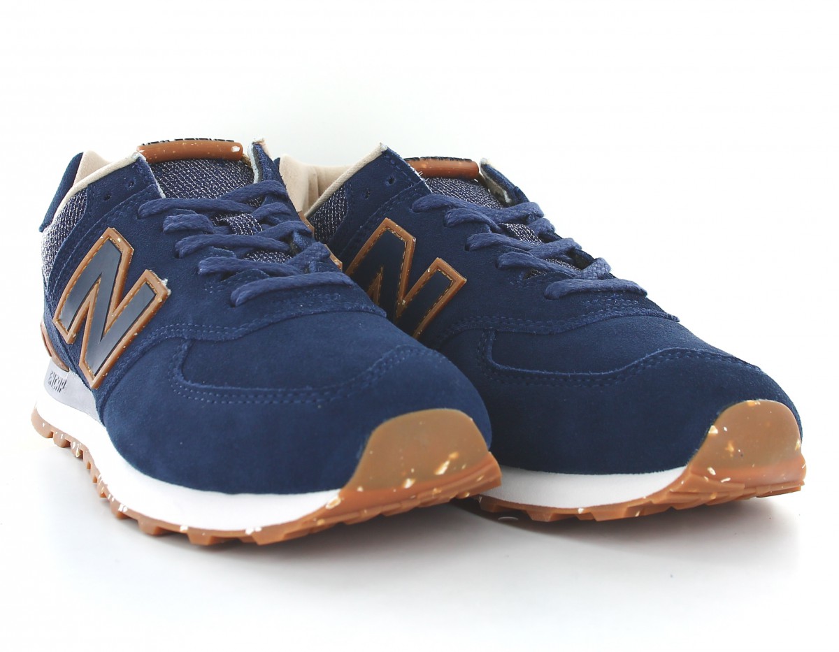 New Balance 574 bleu marine marron gomme