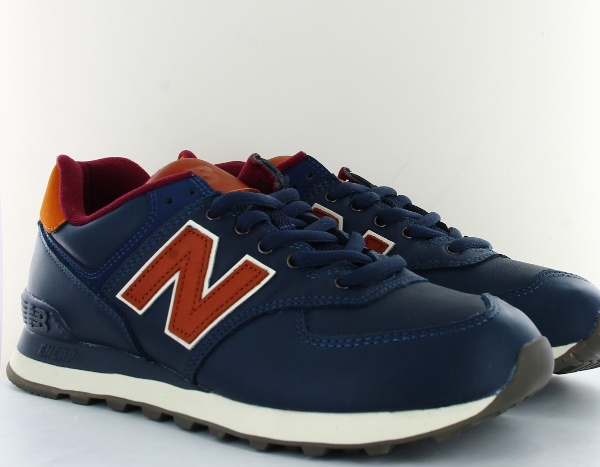 New Balance 574 cuir bleu marine marron bordeaux