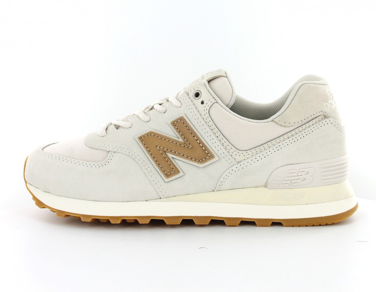 New Balance 574 Femme Suede Beige-Beige-Or