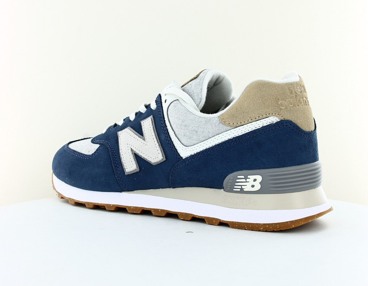 New Balance 574 bleu marine blanc beige gomme