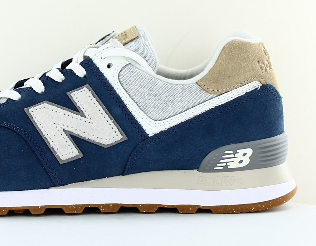 New Balance 574 bleu marine blanc beige gomme