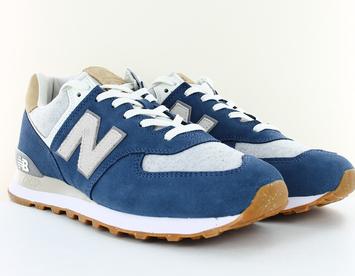 New Balance 574 bleu marine blanc beige gomme