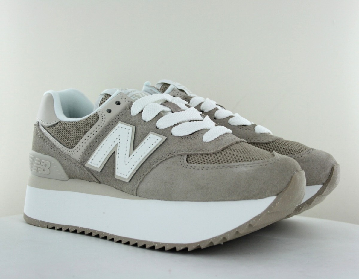 New Balance 574 stacked marron blanc