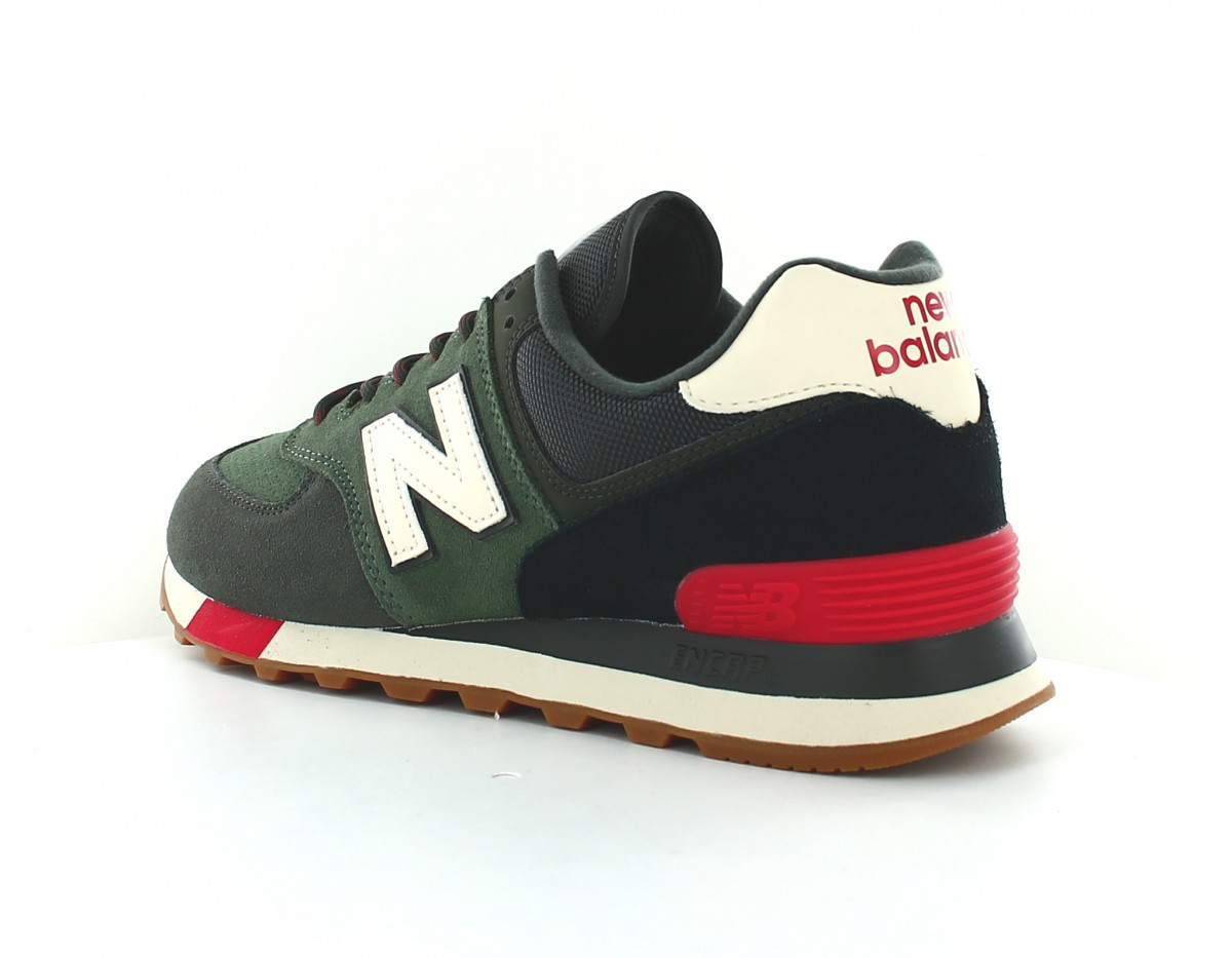 New Balance 574 vert kaki beige rouge noir