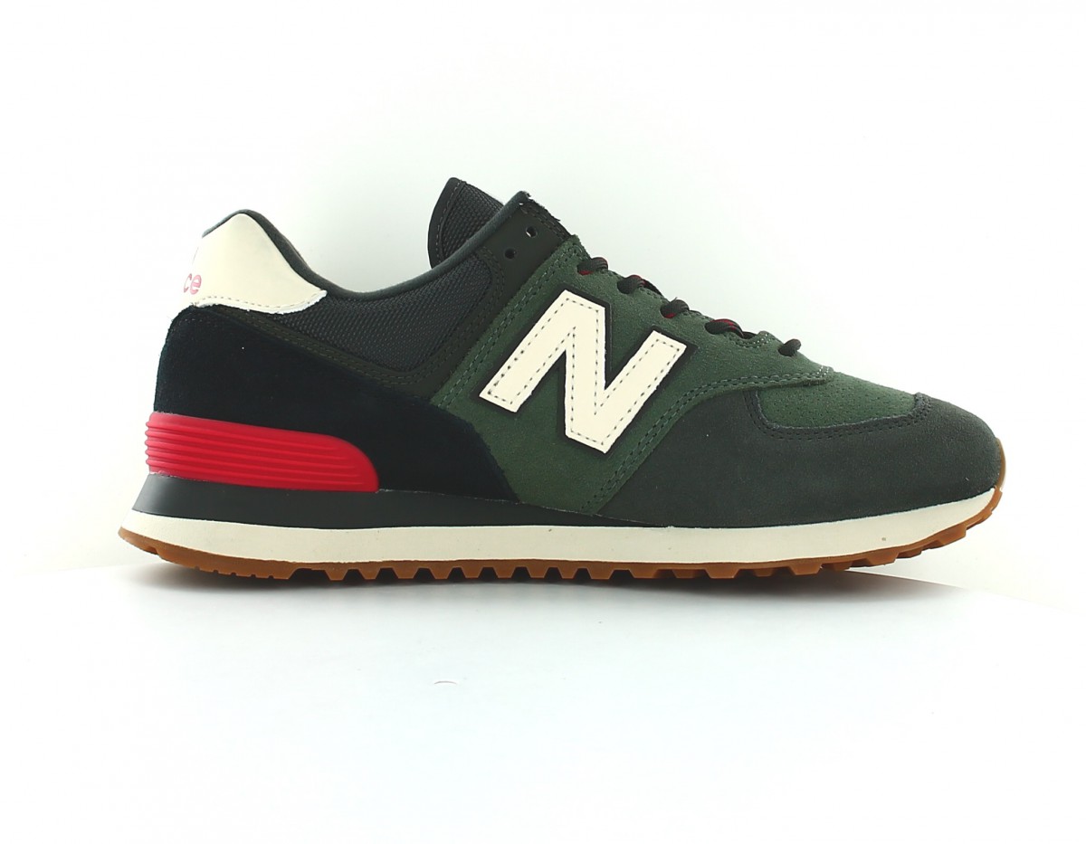 New Balance 574 vert kaki beige rouge noir