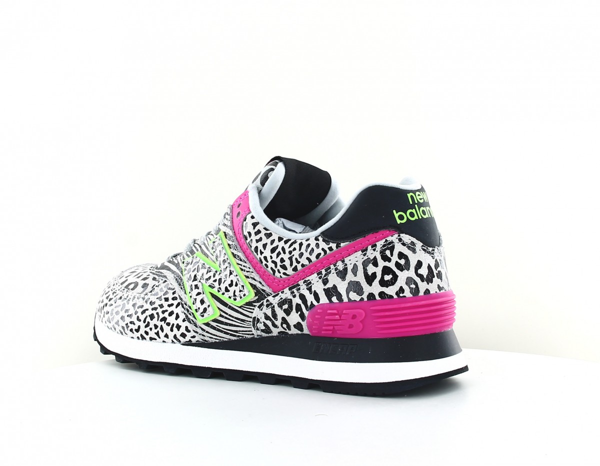 New Balance 574 femme noir blanc rose vert animal