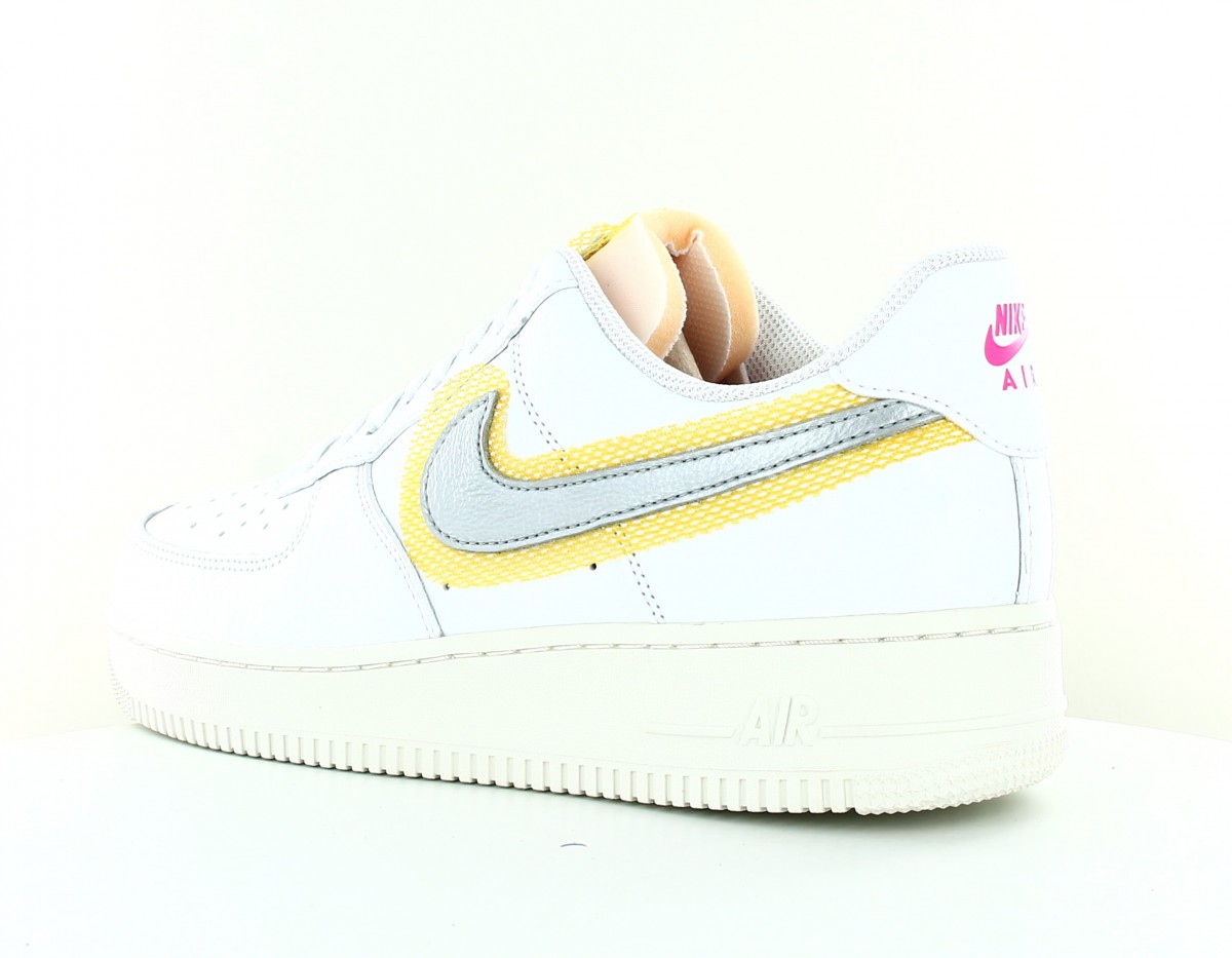 Nike Air Force 1 '07 blanc argent jaune rose