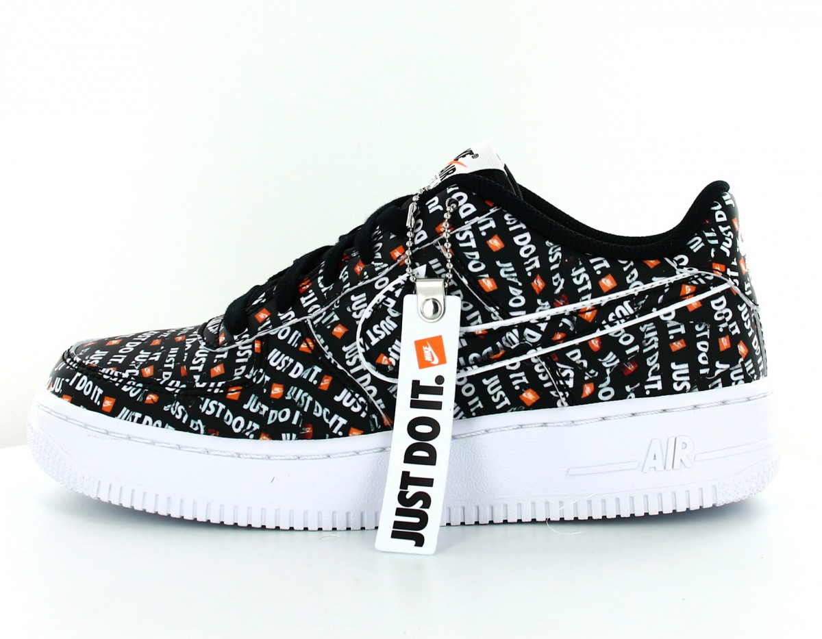 Nike Air Force 1 prm Just Do It GS black-white-total orange